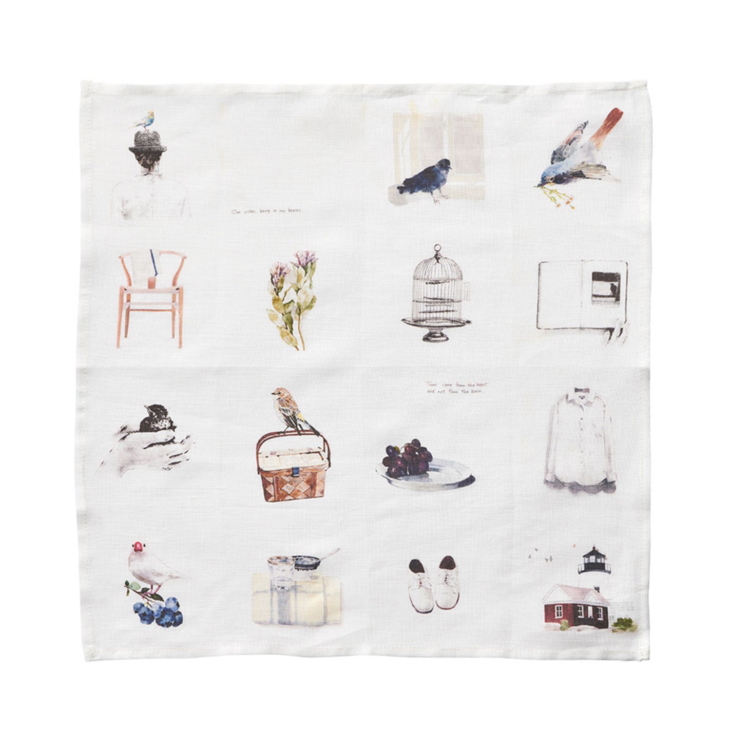 Fog Linen Work Misato Ogihara Handkerchief: Living with Bird