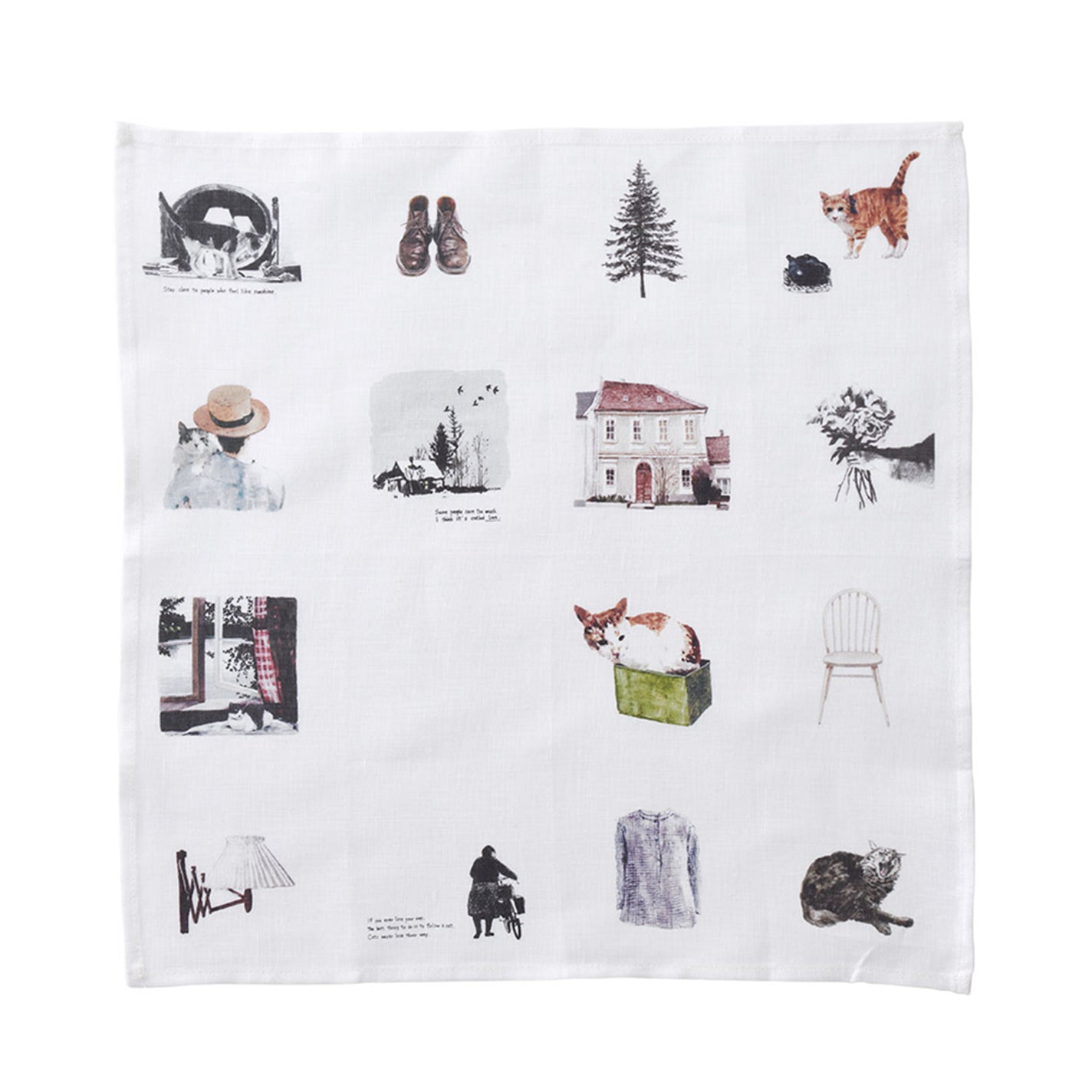 Fog Linen Work Misato Ogihara Handkerchief: Living with Cat