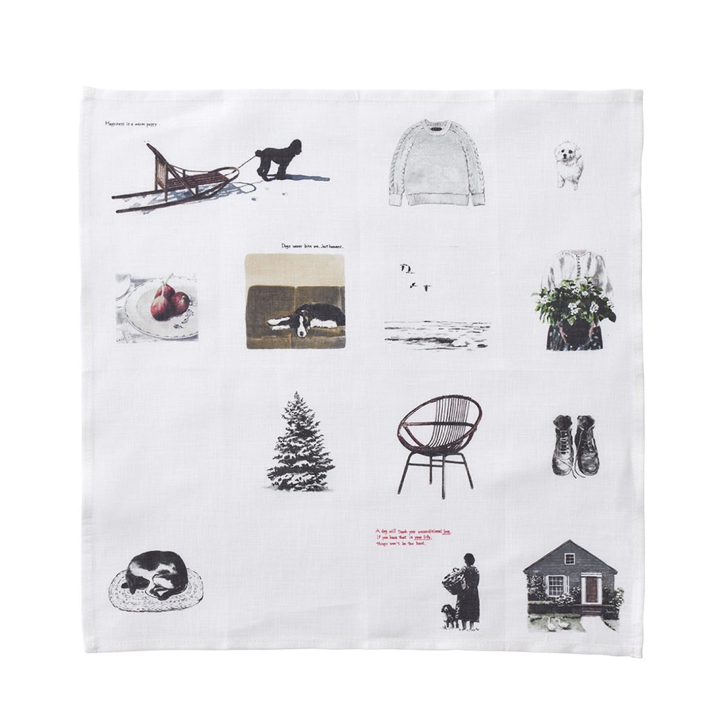 Fog Linen Work Misato Ogihara Handkerchief: Living with Dog