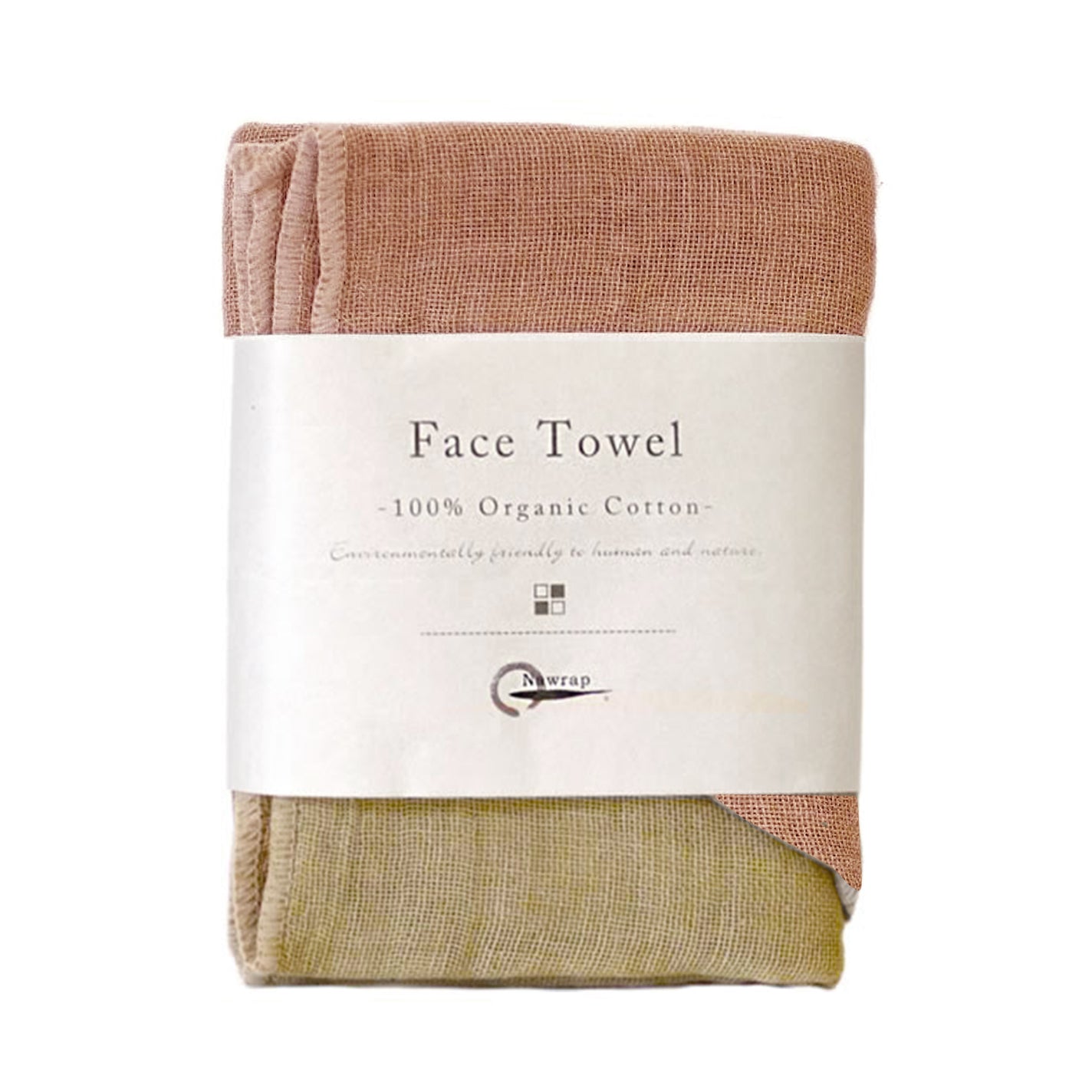 Nawrap Organic Cotton Face Towel - Brown + Green