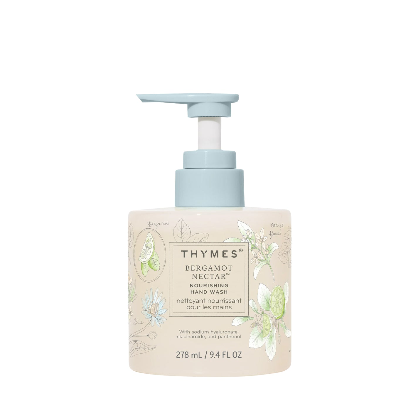 Thymes Bergamot Nectar Hand Wash in glass