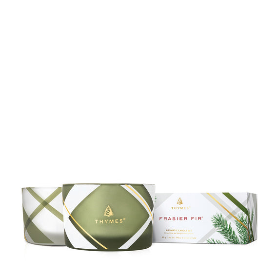 Thymes Frasier Fir Plaid Candle Duo