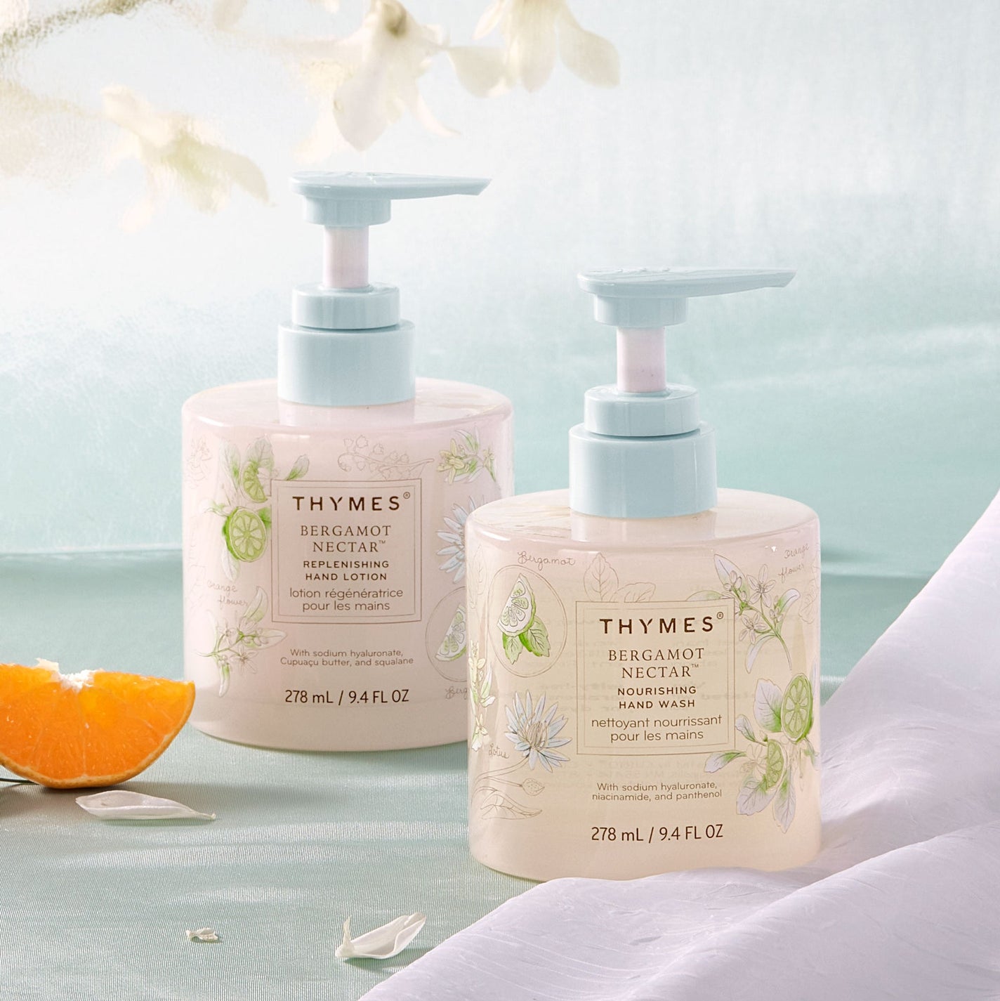 Thymes Bergamot Nectar Hand Wash in glass