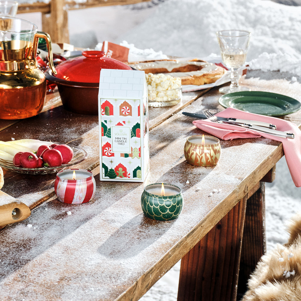 Festive Tin Trio - 3 x Decorative Candles