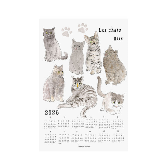 Fog Linen Work 2026 Linen Tea Towel Calendar: Cats