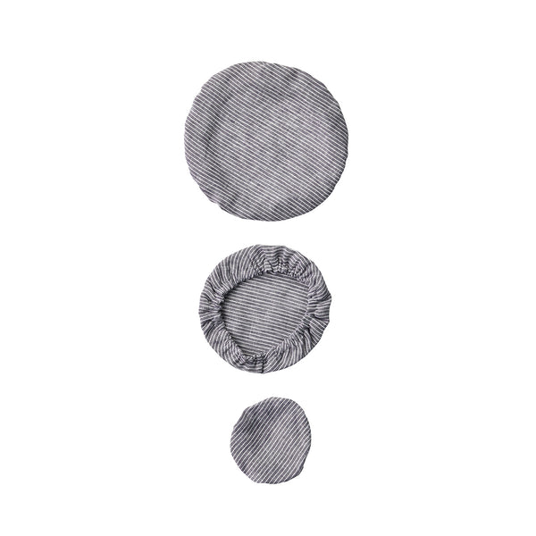 Fog Linen Work Bowl Cover Set 3: Grey White Stripe