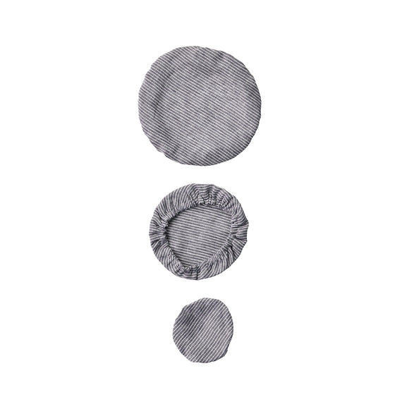 Fog Linen Work Bowl Cover Set 3: Grey White Stripe