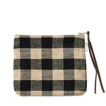 Fog Linen Work Canna Linen Pouch (L): Black Natural Check