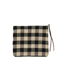 Fog Linen Work Canna Linen Pouch (M): Black Natural Check