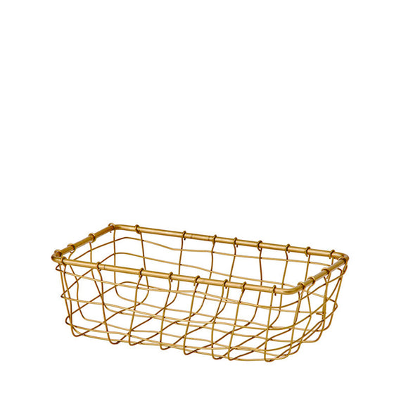 Fog Linen Work Gold Wire Basket (S): Rectangle