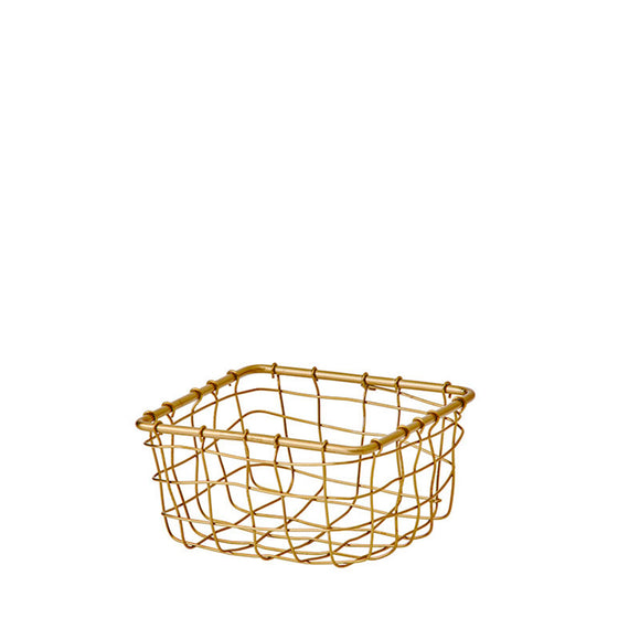 Fog Linen Work Gold Wire Basket (S): Square