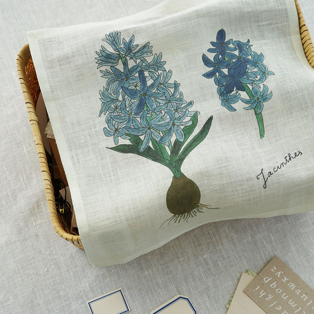Fog Linen Work Isabelle Boinot Handkerchief: Hyacinth