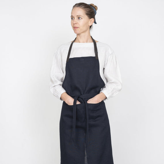 Fog Linen Work Linen Bistro Apron: Navy