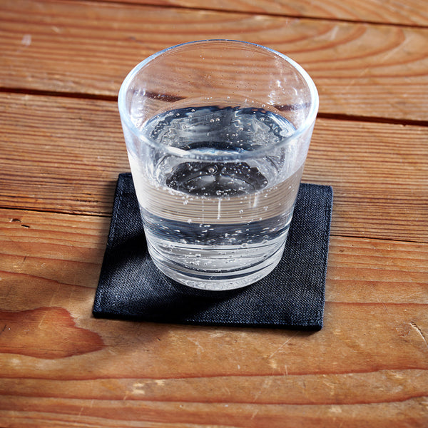 Fog Linen Work Linen Coaster: Black