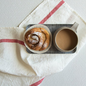 Fog Linen Work Linen Coated Tray (S): Grey White Stripe