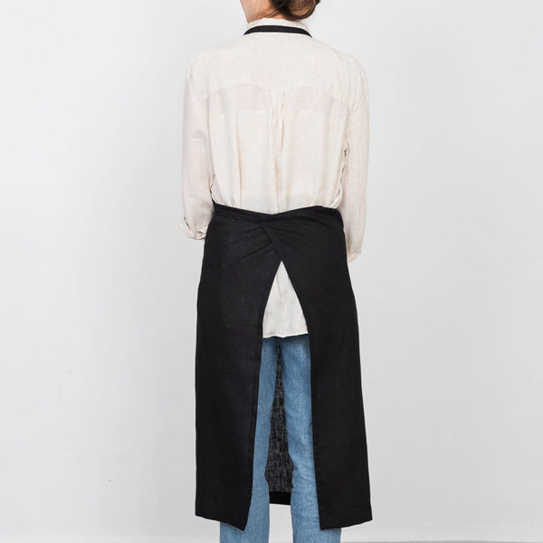 Fog Linen Work Linen Full Apron: Black