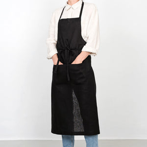 Fog Linen Work Linen Full Apron: Black