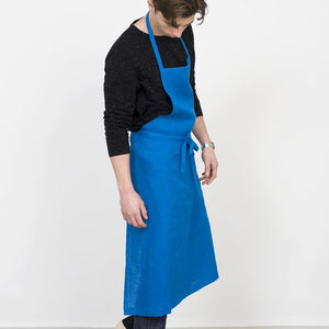 Fog Linen Work Linen Full Apron: Blue Roi