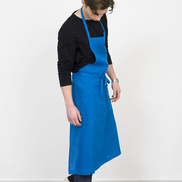 Fog Linen Work Linen Full Apron: Blue Roi