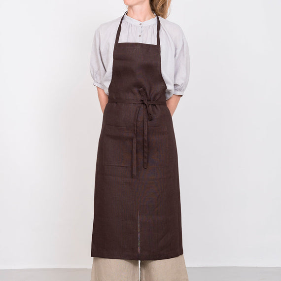 Fog Linen Work Linen Full Apron: Chocolate