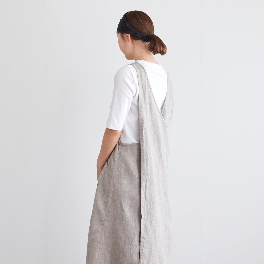 Fog Linen Work Linen Over Dress Apron: Natural