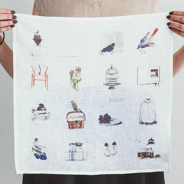 Fog Linen Work Misato Ogihara Handkerchief: Living with Bird