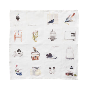 Fog Linen Work Misato Ogihara Handkerchief: Living with Bird