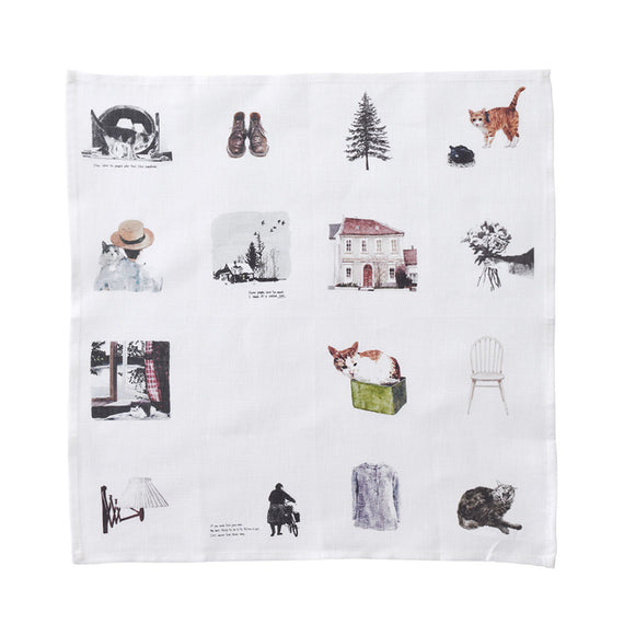 Fog Linen Work Misato Ogihara Handkerchief: Living with Cat