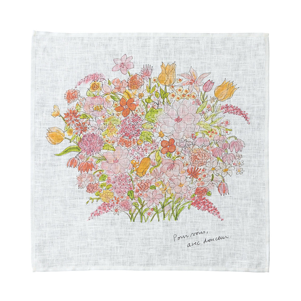 Isabelle Boinot Handkerchief: Pink Bouquet