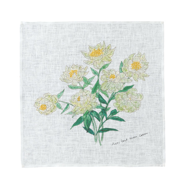 Isabelle Boinot Handkerchief: White Flowers