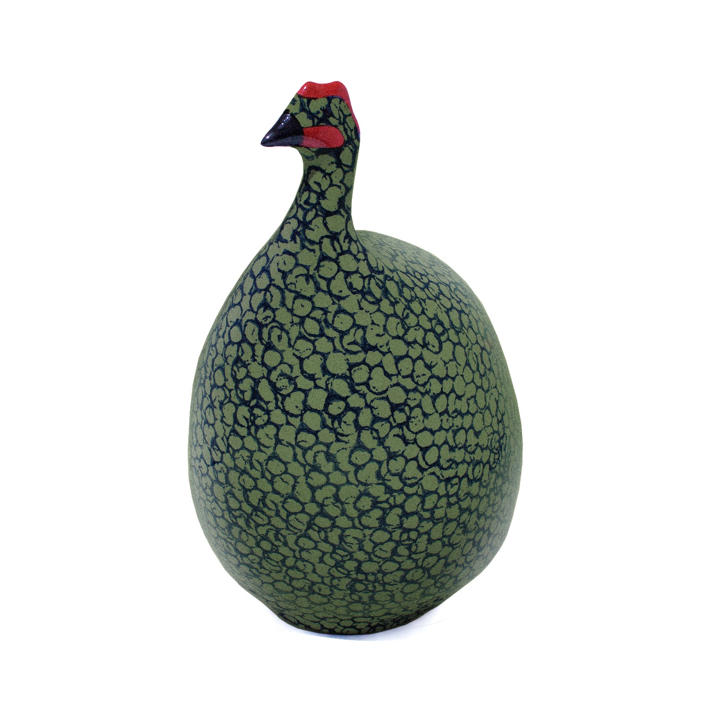 Les Ceramiques de Lussan Pintade (Guinea Fowl) Large - Cobalt Speckled Sage