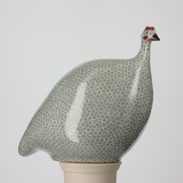 Les Ceramiques de Lussan Pintade (Guinea Fowl) Large - Polar Blue