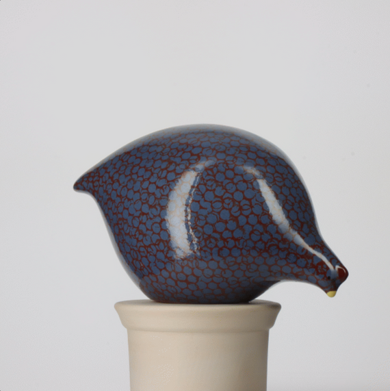 Les Ceramiques de Lussan Quail Pecking - Blue/Red