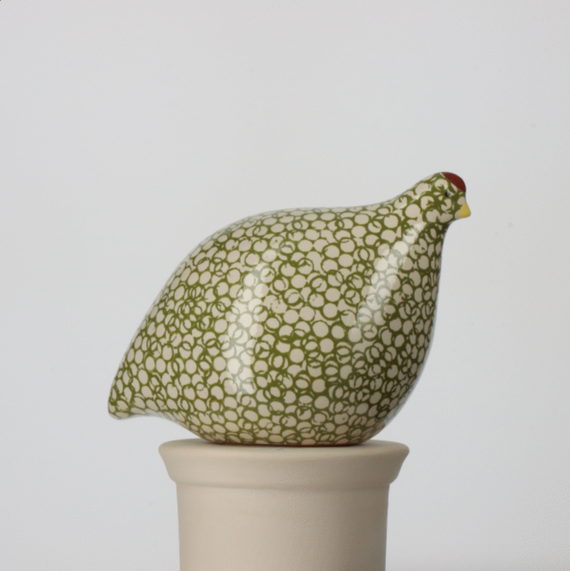 Les Ceramiques de Lussan Quail Standing - Green
