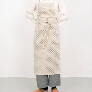 Linen Full Apron: Natural Dot