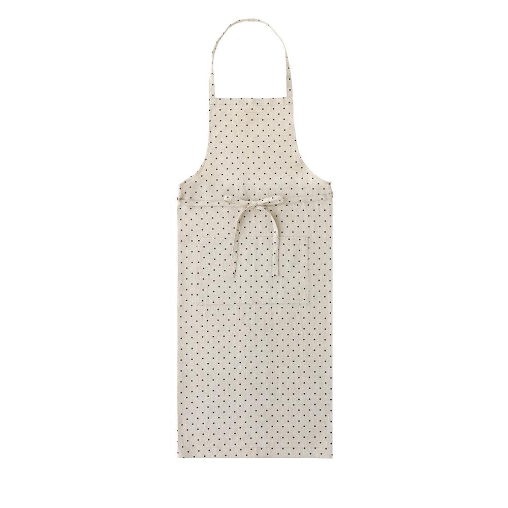 Linen Full Apron: Natural Dot