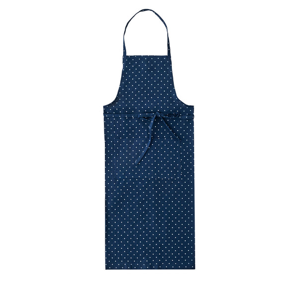 Linen Full Apron: Navy Dot