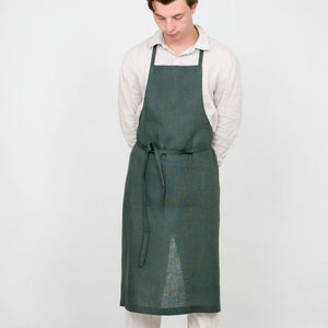 Linen Full Apron: Vert Noir