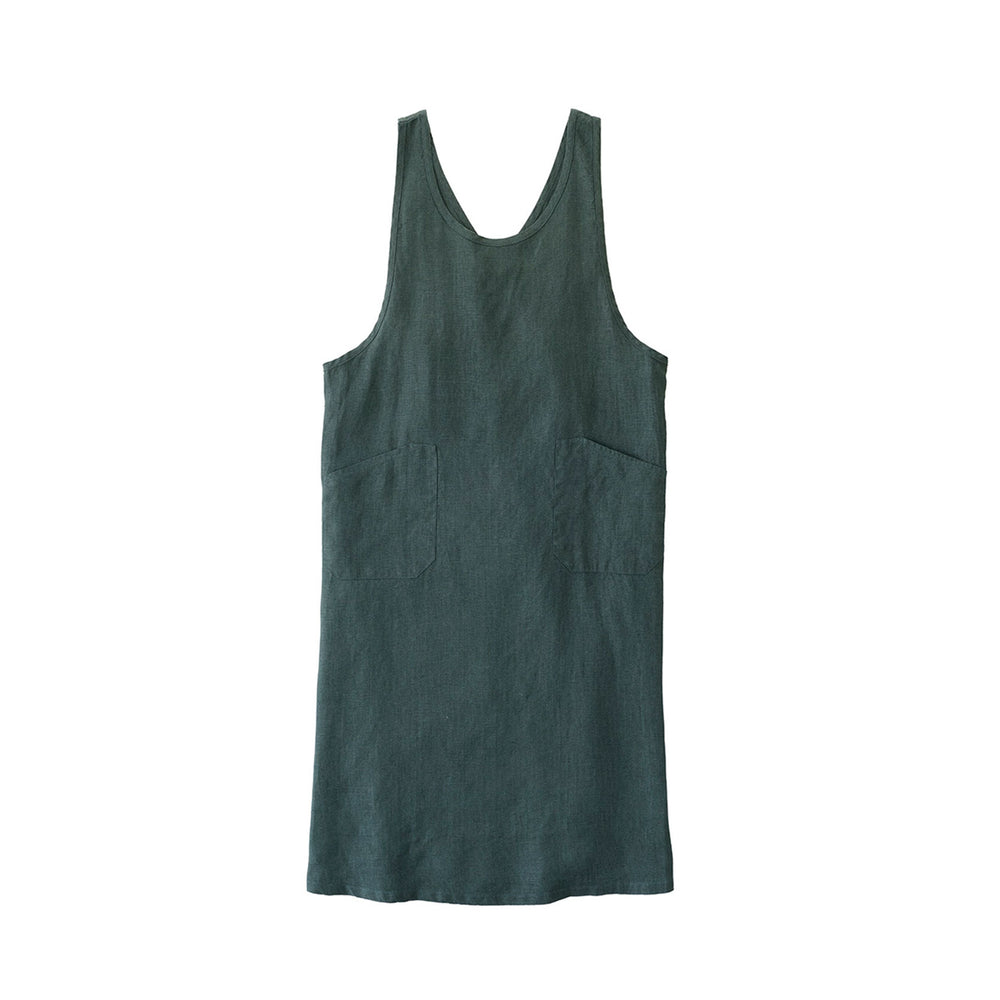 Linen Over Dress Apron: Vert Noir