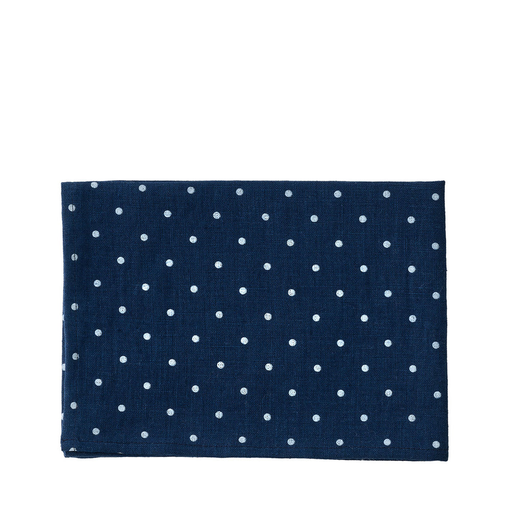 Linen Tea Towel: Navy Dot