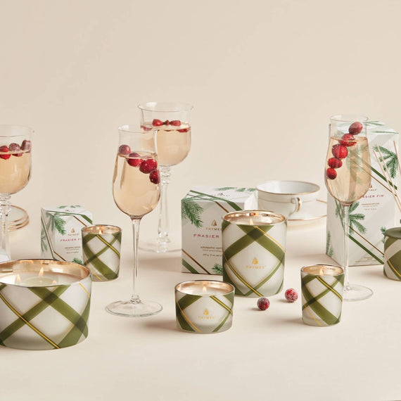 Thymes Frasier Fir Plaid Votive