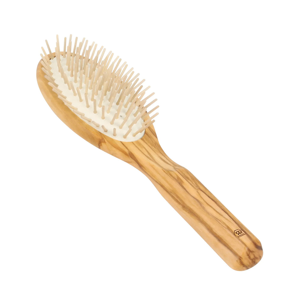 Redecker Oval Olive Wood Hair Brush - Pins
