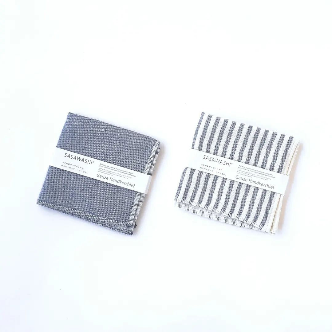 Sasawashi Gauze Handkerchief - Navy Stripe
