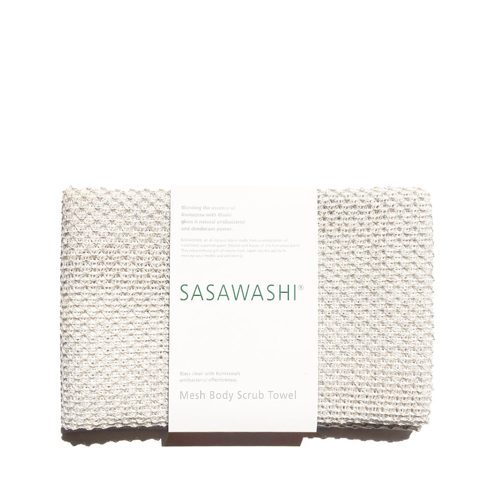 Sasawashi Mesh Body Scrub Towel - White
