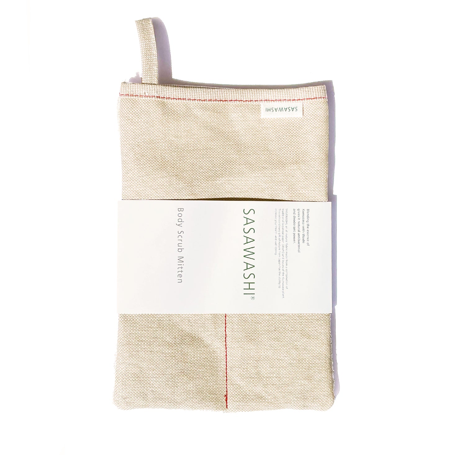 Sasawashi Red Stitch Scrub Mitt: Official Stockist