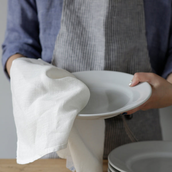 Thick Linen Tea Towel: White