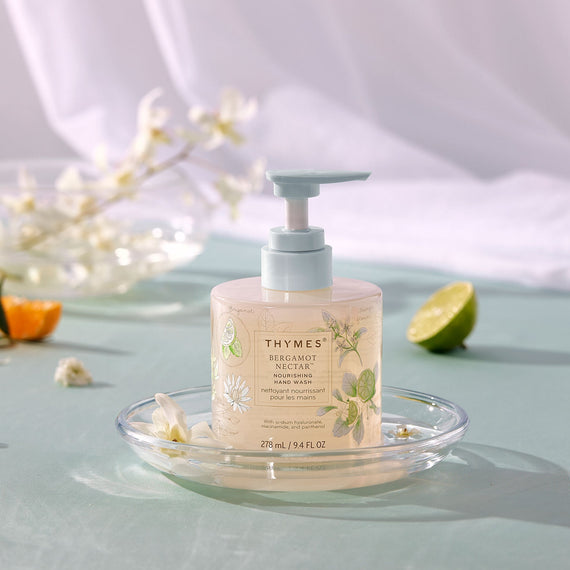 Thymes Bergamot Nectar Hand Wash in glass