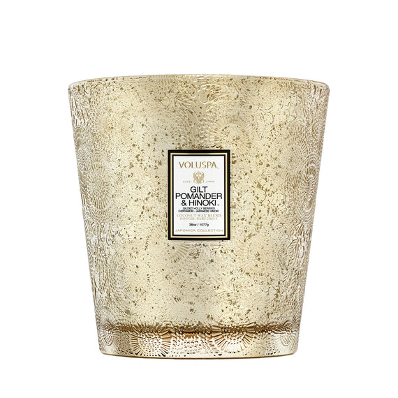 VOLUSPA Gilt Pomander & Hinoki Boxed 3 Wick Hearth Candle