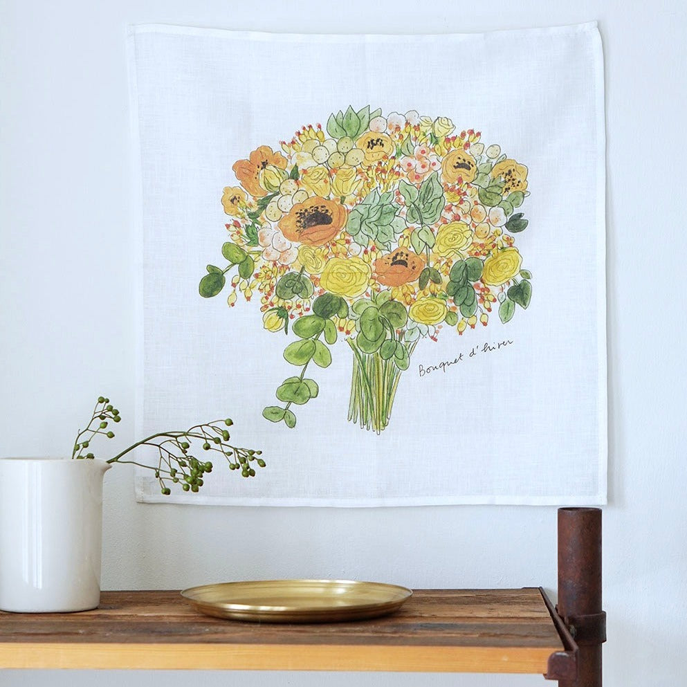 Fog Linen Work Handkerchief - Isabelle Boinot Seasonal Flowers