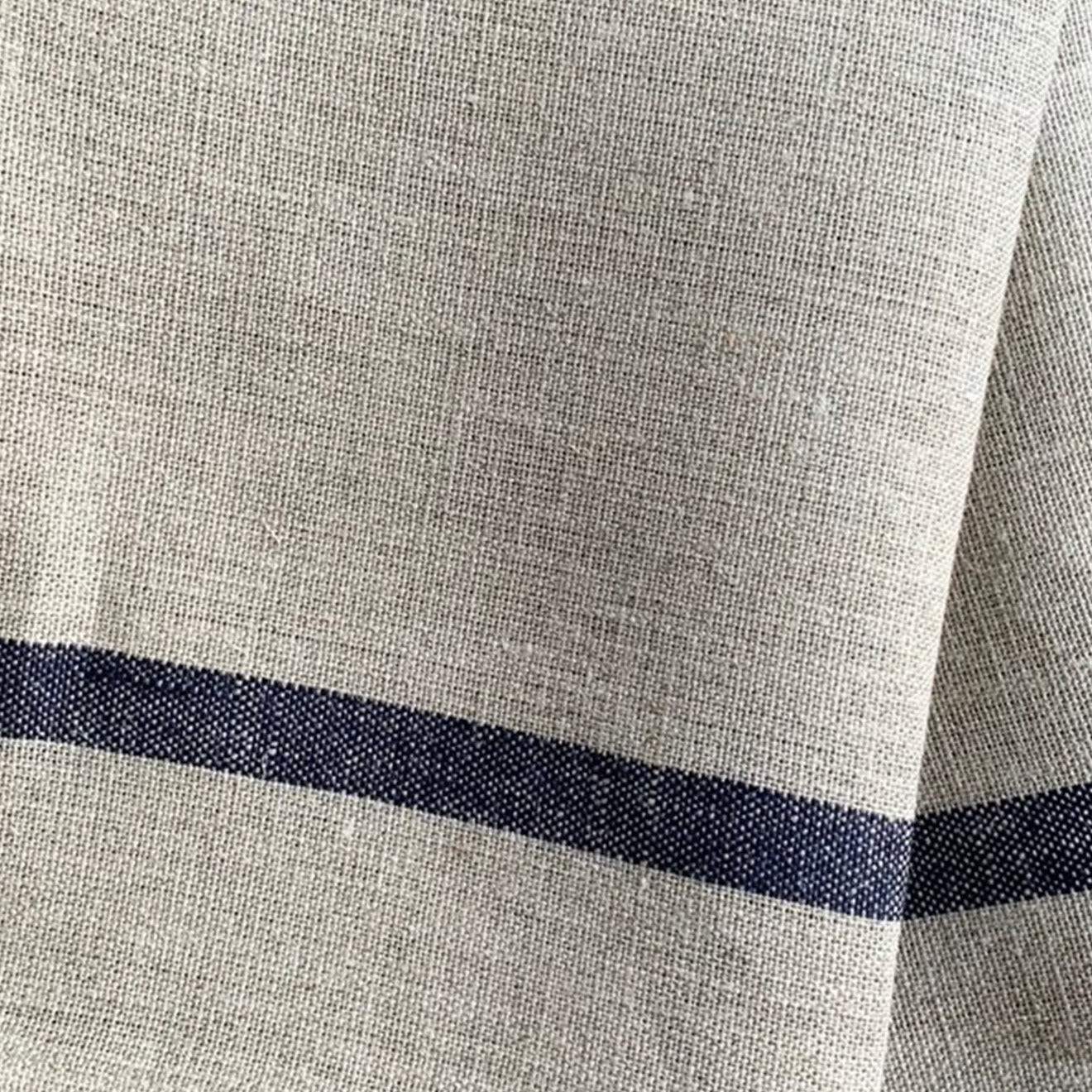 Fog Linen Work Thick Linen Tea Towel: Natural Navy Stripe